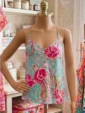 Lilly Pulitzer Turquoise, Pink & Orange Printed Spaghetti-Strap Camisole